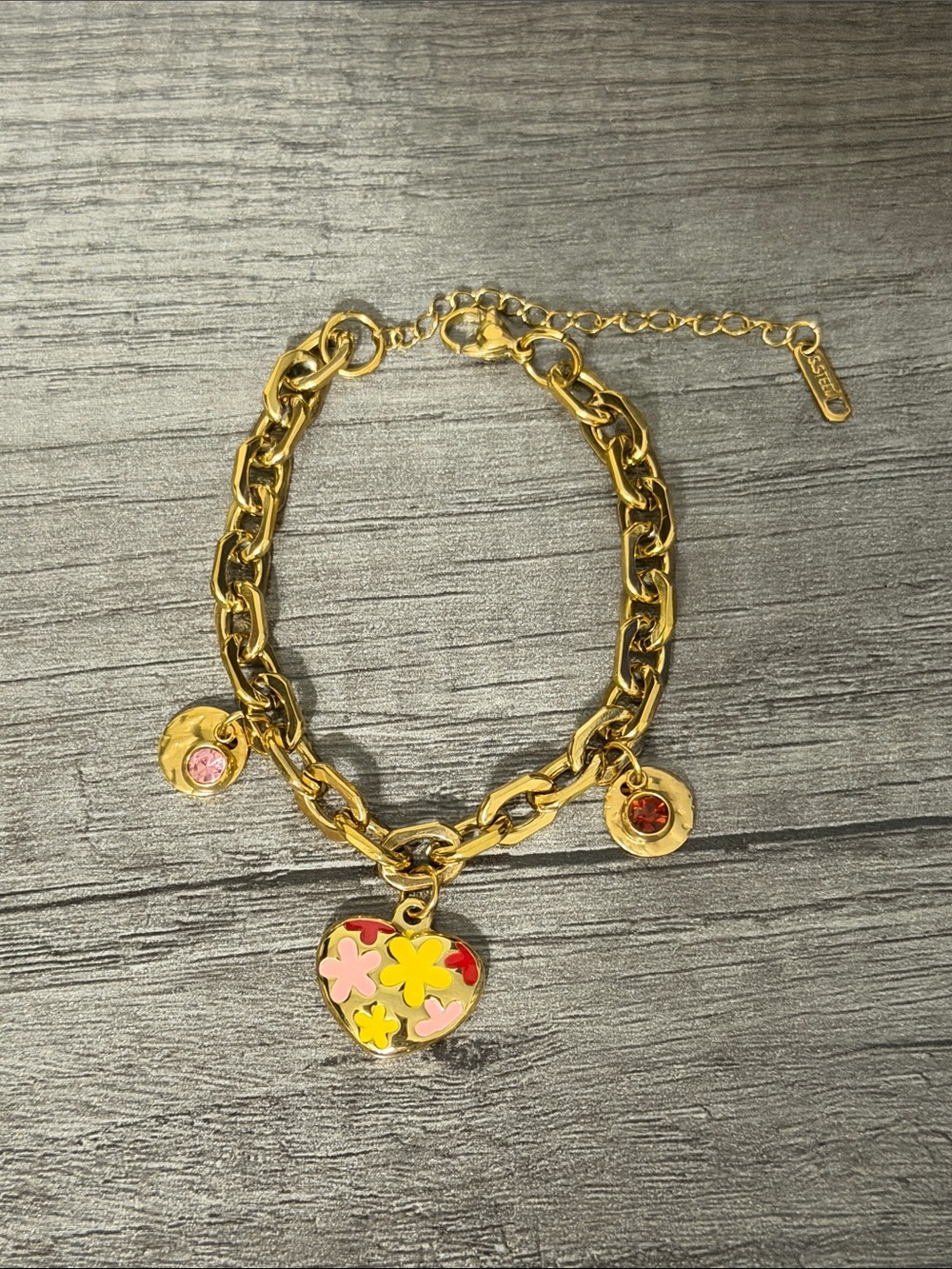 GP SS Pink, Red, Yellow Charm Bracelet